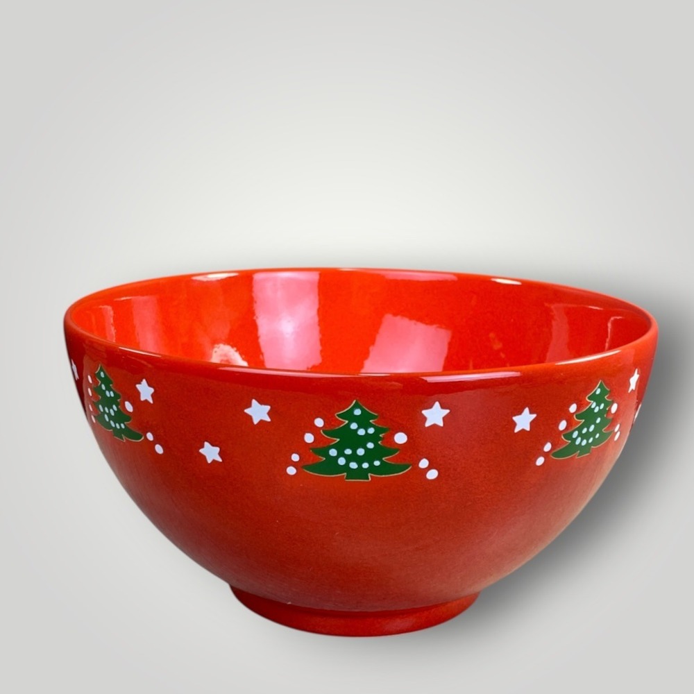 Waechtersbach Christmas Tree Large Serving Bowl Red Ceramic Germany 1990s HTF